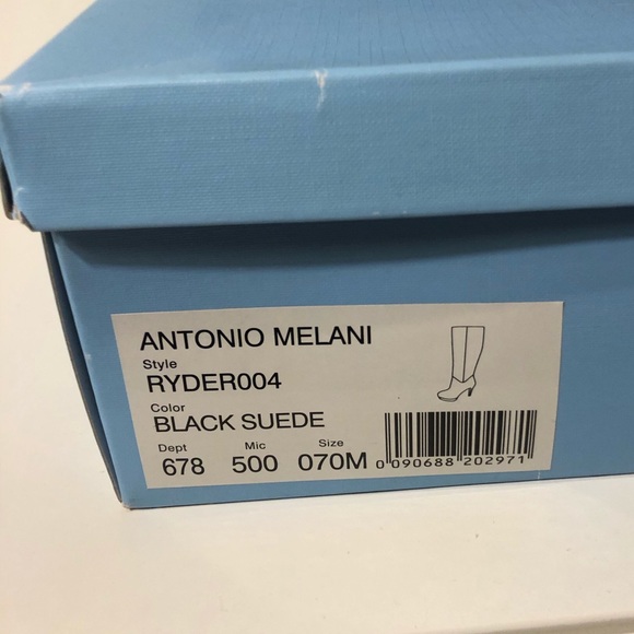 ANTONIO MELANI Black Suede Knee High Boot Ryder Sz 7 4 inch Stilletos - Picture 2 of 10